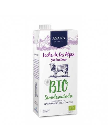 Leche semidesnatada sin lactosa ASANA 1 L BIO