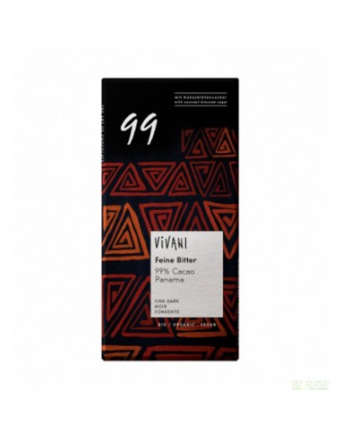 Chocolate negro 99 % VIVANI 80 gr BIO