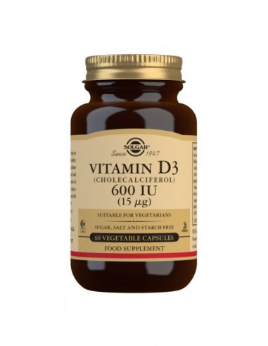 Vitamina D3 600 IU 15mg SOLGAR 60 capsulas