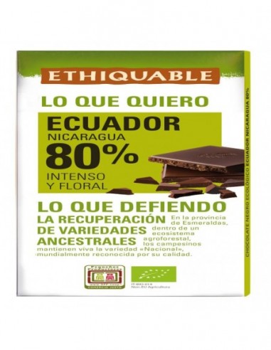 Chocolate Negro 80% Ecuador BIO 100 g