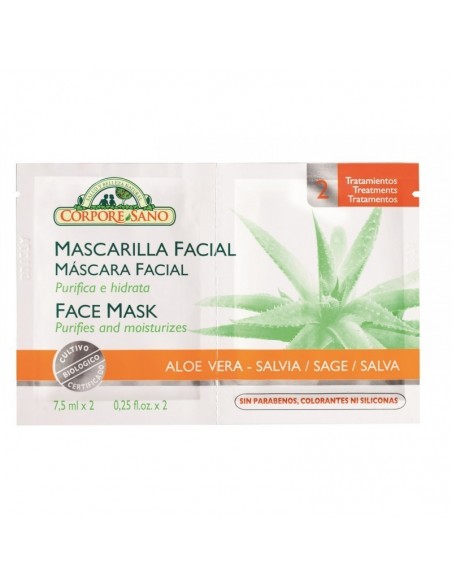 Mascarilla facial Aloe Vera 24 ud CORPORE SANO sobres 15 ml