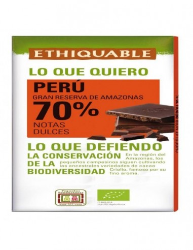 Chocolate Negro 7o% Perú BIO 100 g