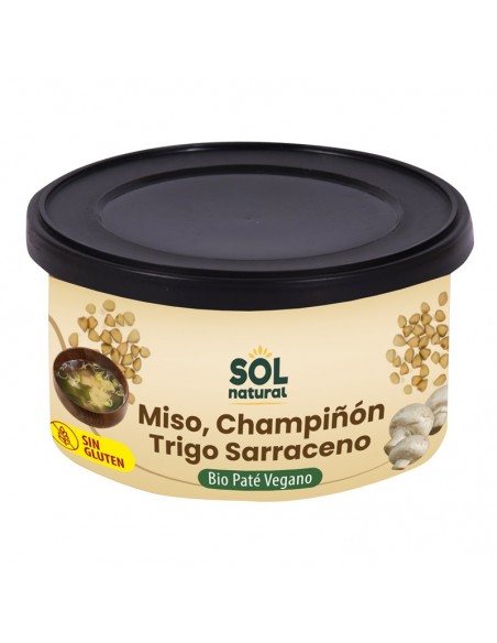 Pate vegano miso champiñon y trigo sarraceno s/g s/p SOL NATURAL 125 gr BIO