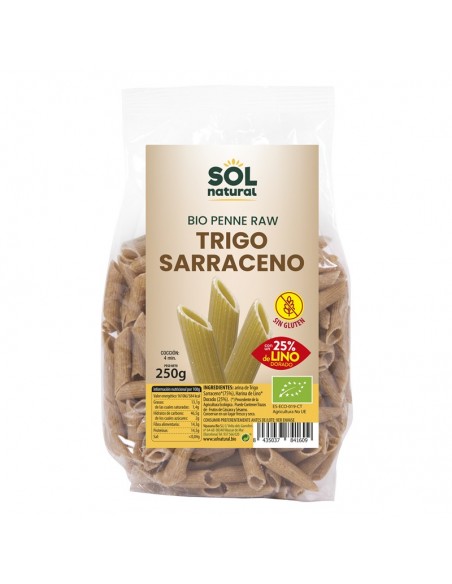 Macarron trigo sarraceno con lino sin gluten SOL NATURAL 250 gr BIO