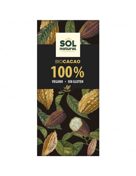 Chocolate 100% SOL NATURAL 70 gr BIO